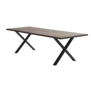 Atlantic matbord med vgig kant 40 mm, med utdrag - rökt ek och svart metall (95x260) 