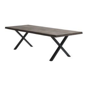 Atlantic matbord med vgig kant 60 mm, med utdrag - rökt ek och svart metall (100x260) 