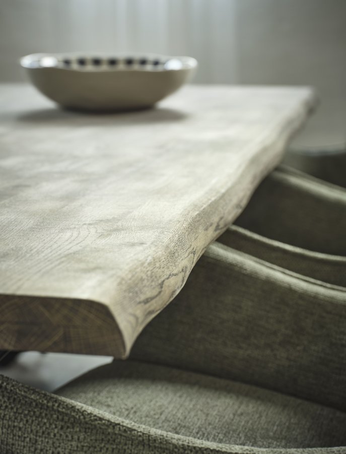 Atlantic matbord med v�gig kant 60 mm, med utdrag - r�kt ek och svart metall (100x260) 