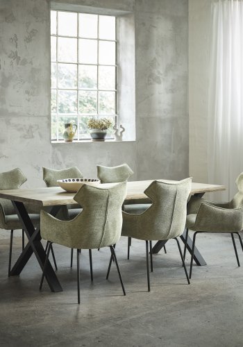 Atlantic matbord med v�gig kant 60 mm, med utdrag - r�kt ek och svart metall (100x260) 