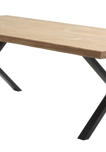 Atlantic matbord med vgig kant 60 mm, med utdrag - naturlig ek och svart metall (100x260)