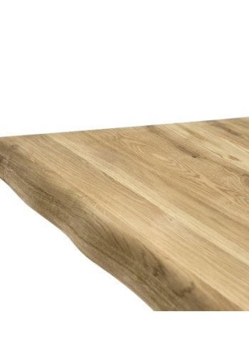 Atlantic matbord med vgig kant 60 mm, med utdrag - naturlig ek och svart metall (100x260)