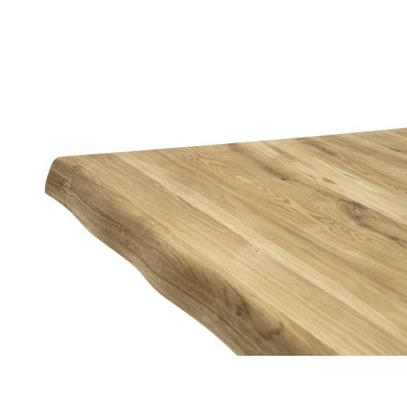 Atlantic matbord med vgig kant 60 mm, med utdrag - naturlig ek och svart metall (100x260)