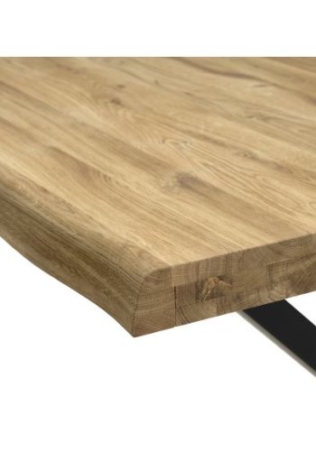 Atlantic matbord med vgig kant 60 mm, med utdrag - naturlig ek och svart metall (100x260)