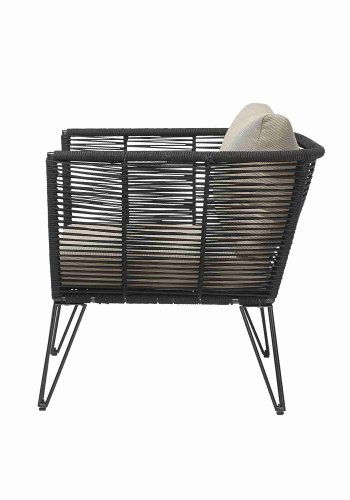 BLOOMINGVILLE Mundo lenestol - natur/svart polyester/metall, m. armlener, inkl. puter