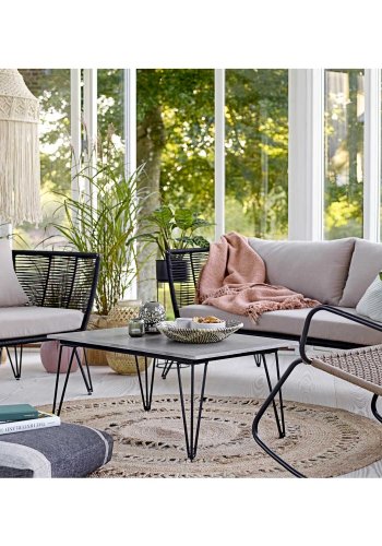 BLOOMINGVILLE Mundo hagesofa, med puter - svart tau og metall