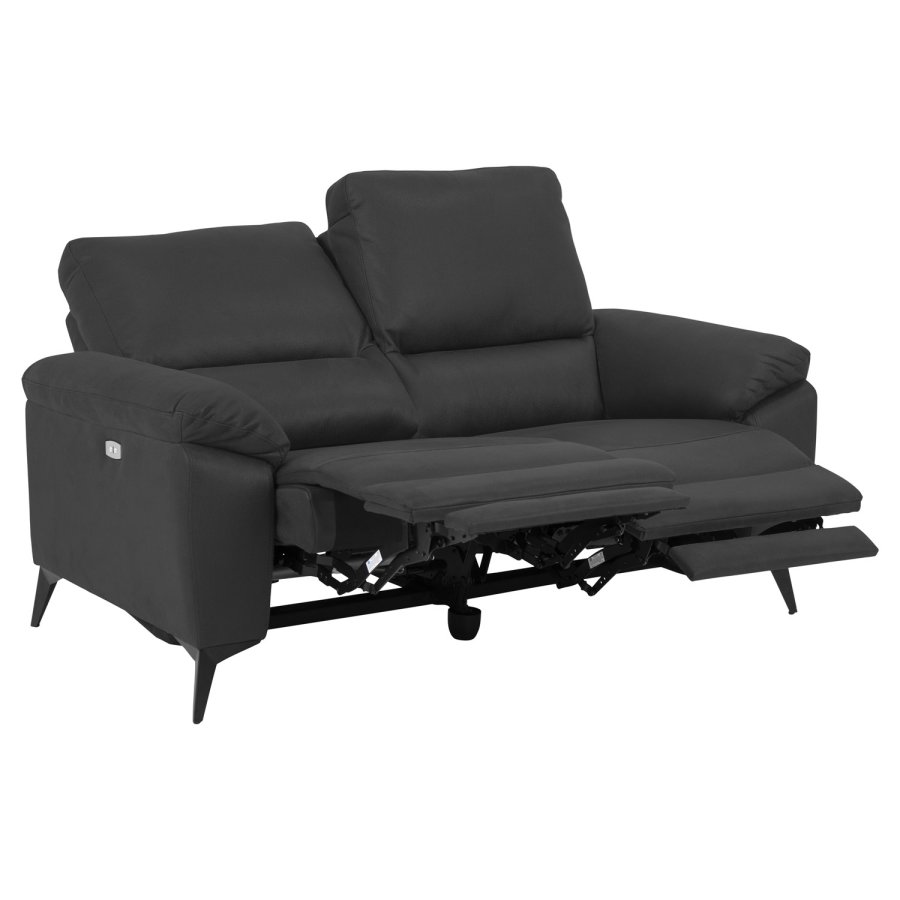 ACT NORDIC Rana 2-manns sofa, m. 2 elektriske hvilestoler og USB-port C-plugg - gr polyester og svart metall 