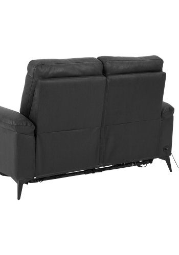 ACT NORDIC Rana 2-manns sofa, m. 2 elektriske hvilestoler og USB-port C-plugg - gr polyester og svart metall 