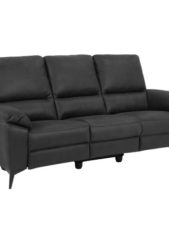ACT NORDIC Rana 3-Sitzer-Sofa mit 2 elektrischen Liegen und USB-C-Stecker – graues Polyester und schwarzes Metall