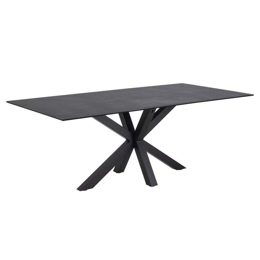 ACT NORDIC Heaven rechteckiger Esstisch - Fairbanks schwarzes Glas/Keramik und schwarzes Metall (200x100) 