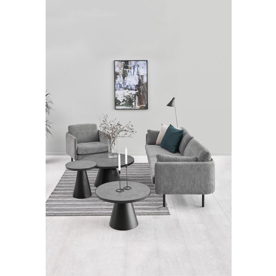 ACT NORDIC Soli rund sofabord -  Fairbanks sort glas/keramik og sort metal (85,7) 