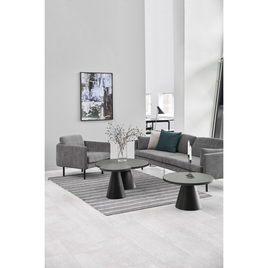 ACT NORDIC Soli runder Couchtisch -  Fairbanks schwarzes Glas/Keramik und schwarzes Metall (45,7) 