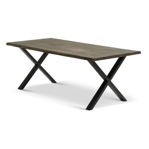 Atlantic matbord med vgig kant 40 mm, med utdrag - rökt ek och svart metall (95x200)