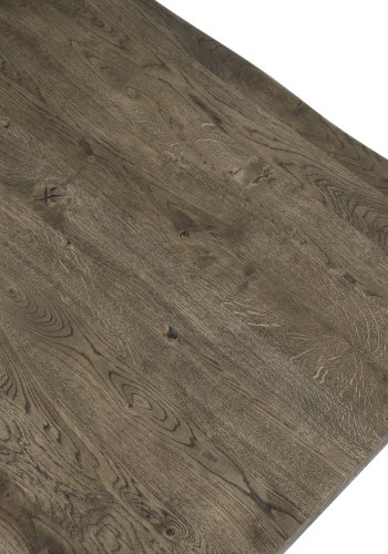 Atlantic Esstisch mit gewellter Kante 40 mm, mit Verlängerung – geräucherte Eiche und schwarzes Metall (95x200)