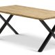 Atlantic Esstisch mit gewellter Kante 40 mm, mit Verlängerung – Eiche natur und schwarzes Metall (95x200)