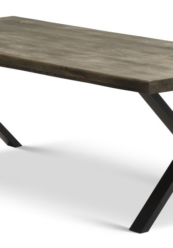 Atlantic matbord med vgig kant 60 mm, med utdrag - rkt ek och svart metall (100x220)