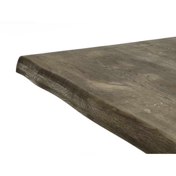 Atlantic matbord med vgig kant 60 mm, med utdrag - rkt ek och svart metall (100x220)