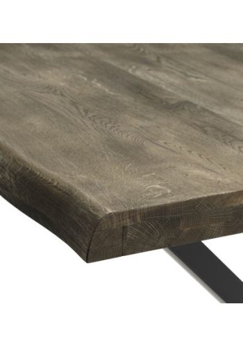 Atlantic matbord med vgig kant 60 mm, med utdrag - rkt ek och svart metall (100x220)