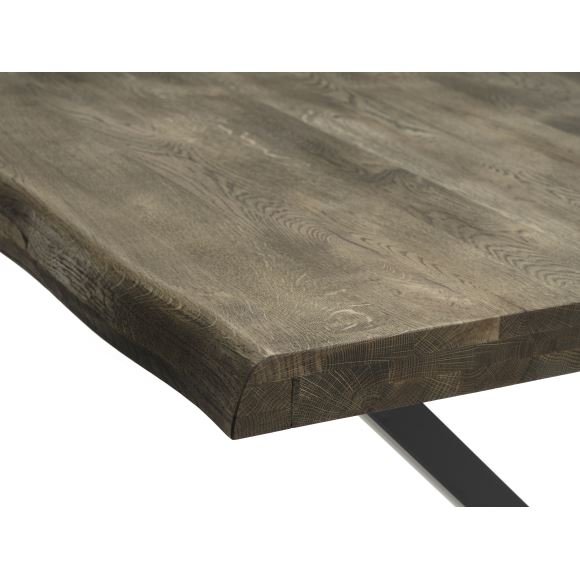 Atlantic matbord med vgig kant 60 mm, med utdrag - rkt ek och svart metall (100x220)