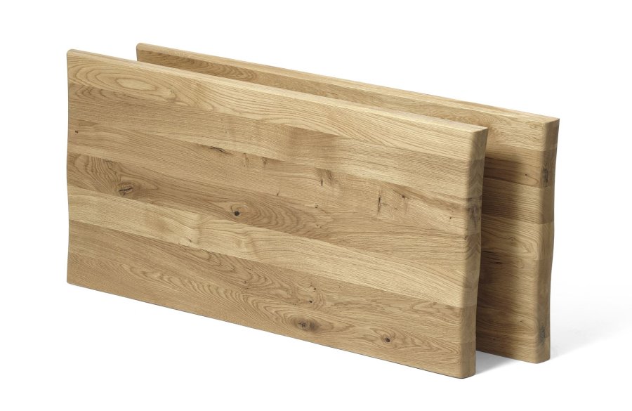 Atlantic Ansteckplatte mit Wellenkante 40 mm, rechteckig - Eiche natur (95x50) (2er Set)