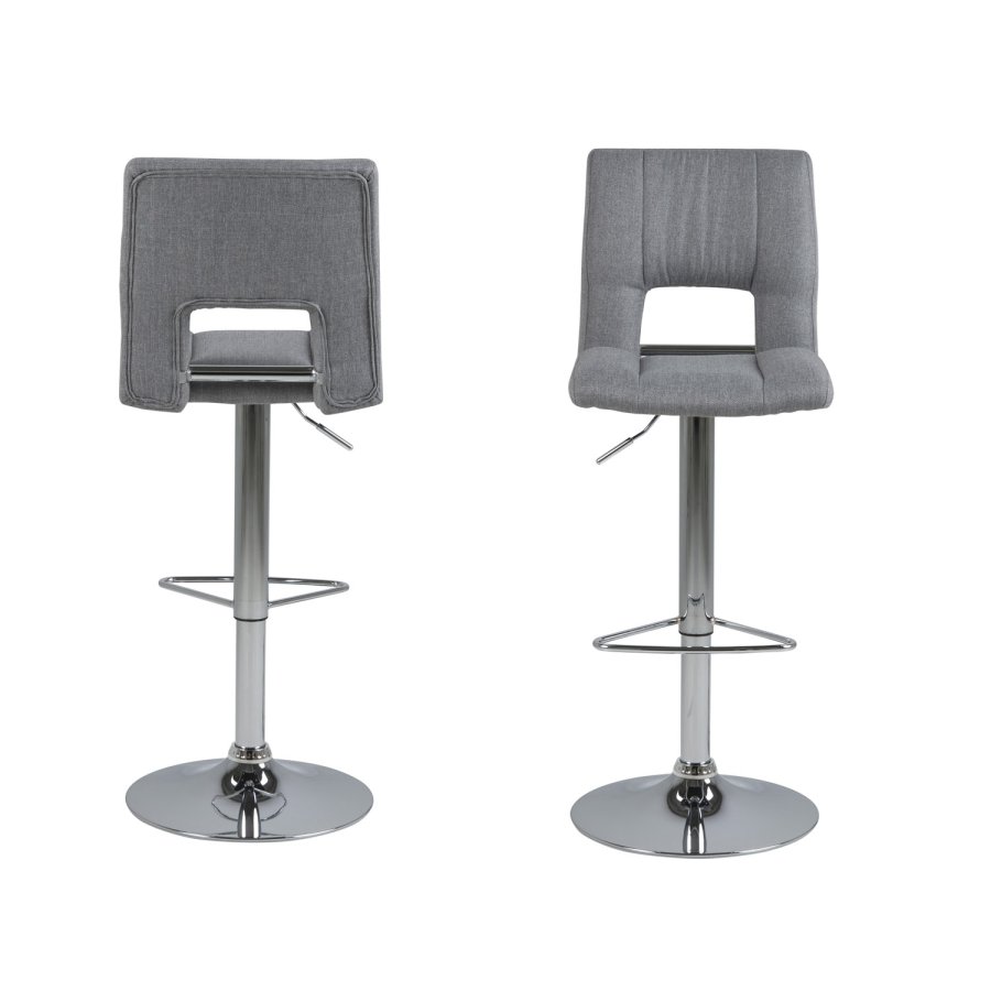 ACT NORDIC Sylvia Barhocker, mit Rückenlehne, Fußstütze, Gaskartusche TÜV und Trompetenfuß - hellgraues Polyester und verchromtes Metall