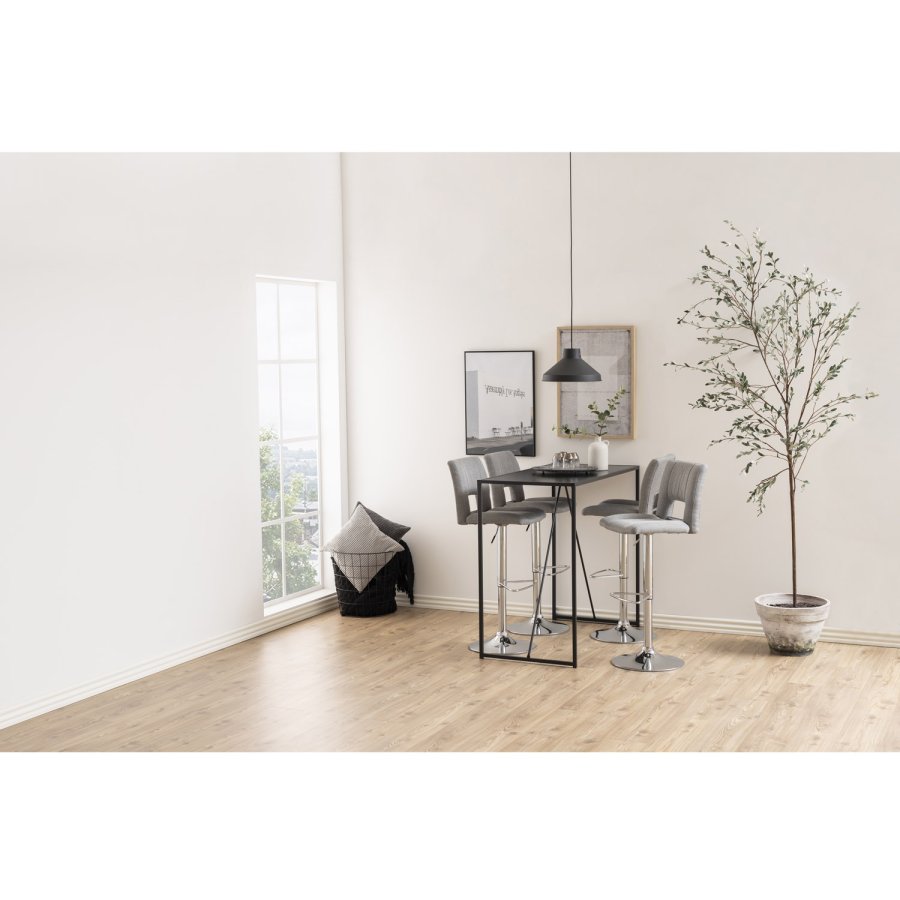 ACT NORDIC Sylvia Barhocker, mit Rückenlehne, Fußstütze, Gaskartusche TÜV und Trompetenfuß - hellgraues Polyester und verchromtes Metall