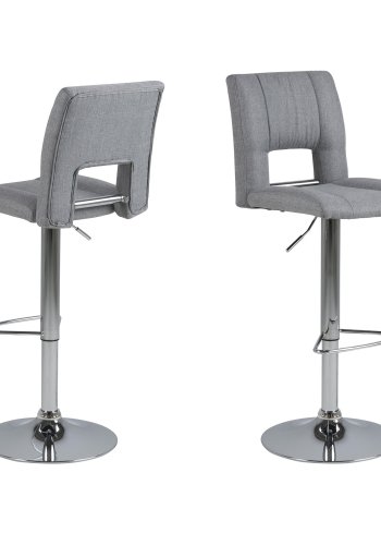 ACT NORDIC Sylvia Barhocker, mit Rückenlehne, Fußstütze, Gaskartusche TÜV und Trompetenfuß - hellgraues Polyester und verchromtes Metall