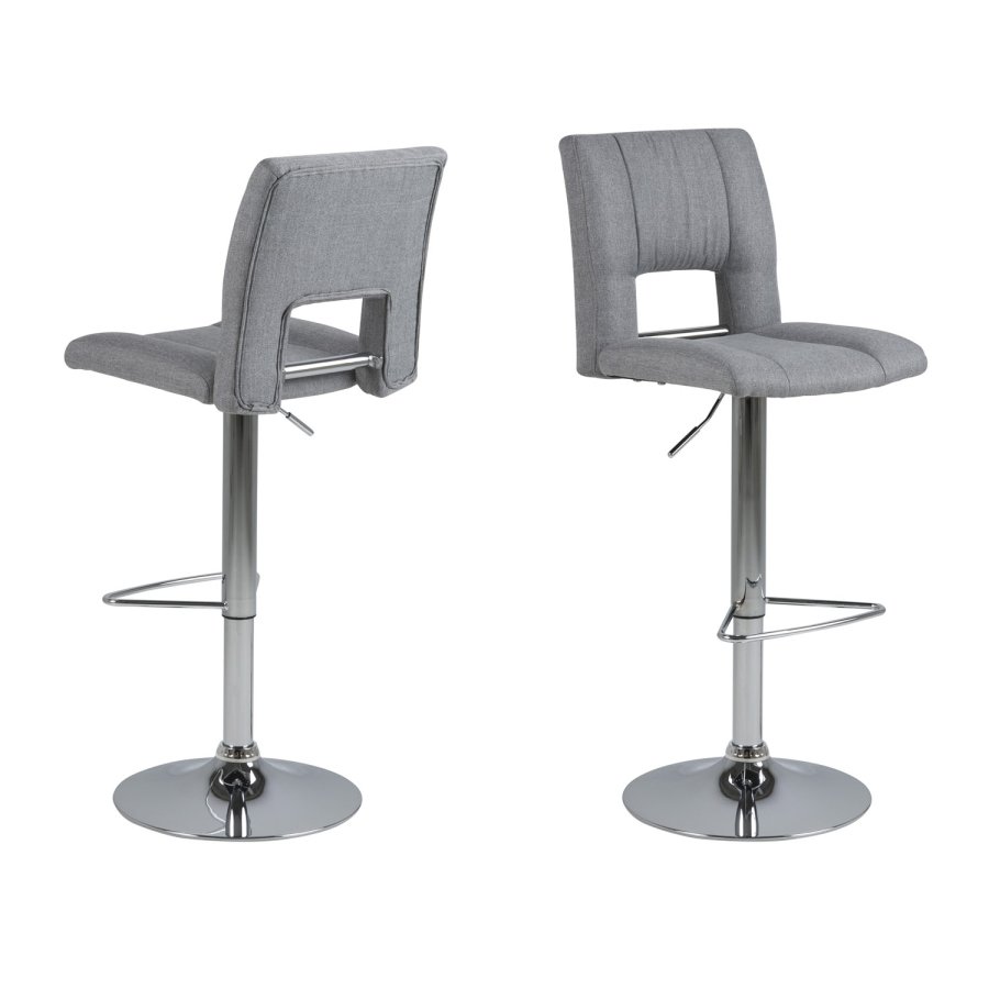 ACT NORDIC Sylvia Barhocker, mit Rückenlehne, Fußstütze, Gaskartusche TÜV und Trompetenfuß - hellgraues Polyester und verchromtes Metall