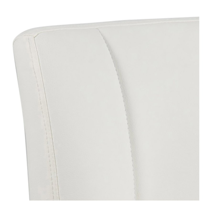 ACT NORDIC Sylvia Barhocker, mit Rückenlehne, Fußstütze, Gaskartusche TÜV und Trompetenfuß - weißes PU und verchromtes Metall 