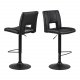 ACT NORDIC Sylvia Barhocker, mit Rückenlehne, Fußstütze, Gaskartusche TÜV und Trompetenfuß - schwarzes PU und schwarzes Metall
