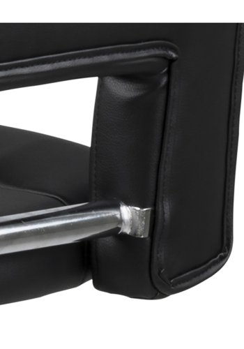 ACT NORDIC Sylvia Barhocker, mit Rückenlehne, Fußstütze, Gaskartusche TÜV und Trompetenfuß - schwarzes PU und schwarzes Metall