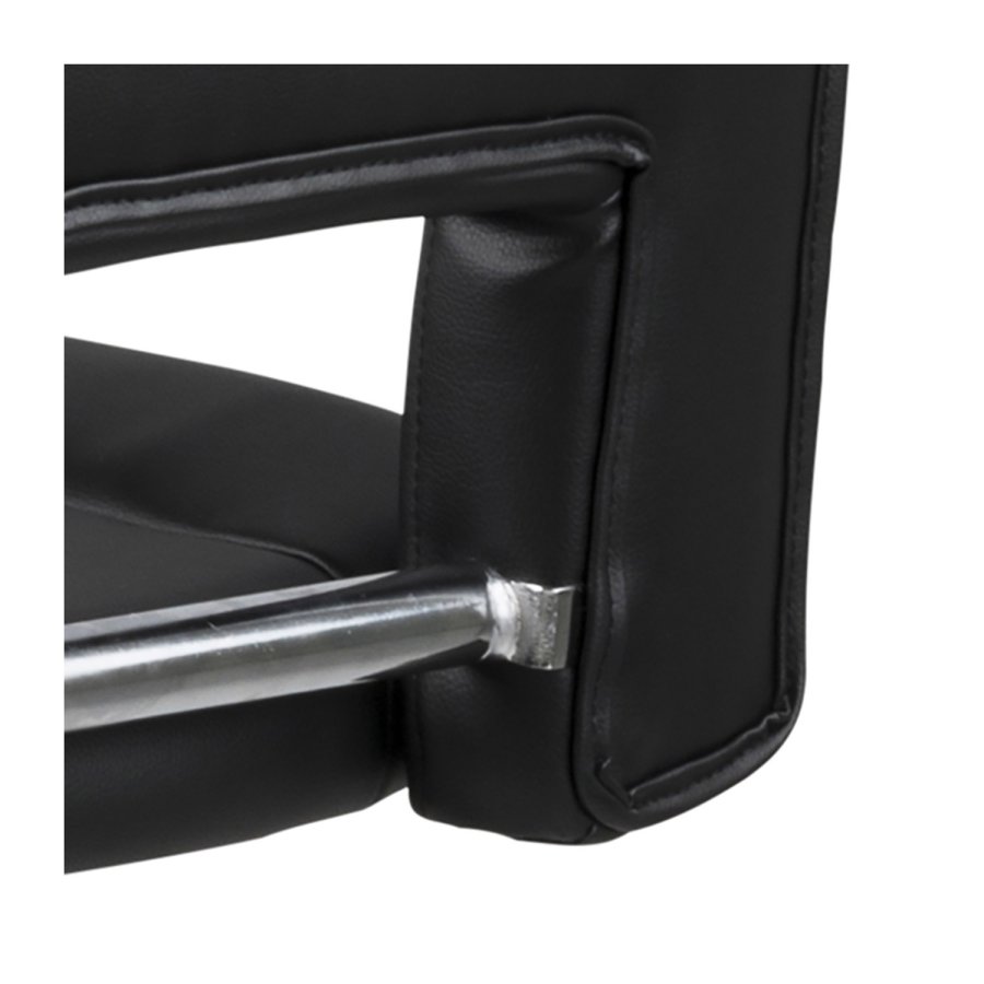 ACT NORDIC Sylvia Barhocker, mit Rückenlehne, Fußstütze, Gaskartusche TÜV und Trompetenfuß - schwarzes PU und schwarzes Metall