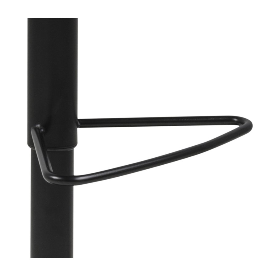 ACT NORDIC Sylvia Barhocker, mit Rückenlehne, Fußstütze, Gaskartusche TÜV und Trompetenfuß - schwarzes PU und schwarzes Metall