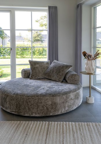 HOUSE NORDIC Daybed med 2 puter i chenille, rund, naturlig, HN1251