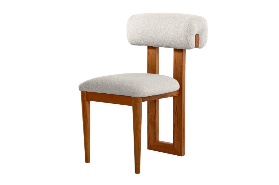 NORDVÄRK Natura spisestuestol - hvit polyester og polert eik og bk (sett med 2)