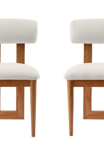 NORDVÄRK Natura spisestuestol - hvit polyester og polert eik og bk (sett med 2)