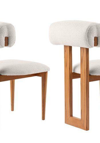 NORDVÄRK Natura spisestuestol - hvit polyester og polert eik og bk (sett med 2)