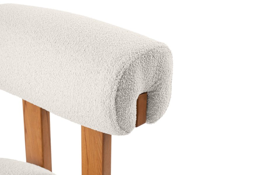 NORDVÄRK Natura spisestuestol - hvit polyester og polert eik og bk (sett med 2)