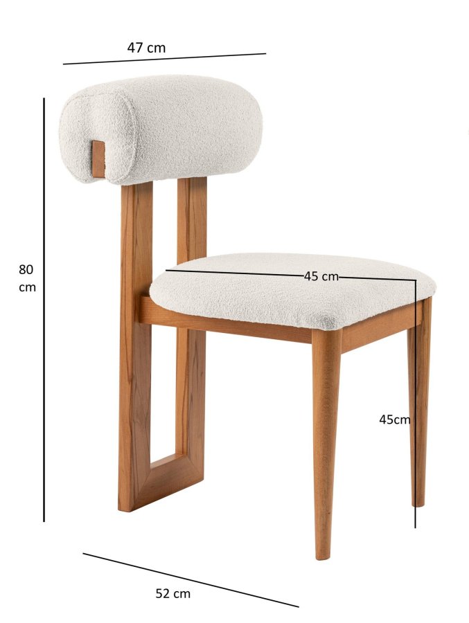 NORDVÄRK Natura spisestuestol - hvit polyester og polert eik og bk (sett med 2)