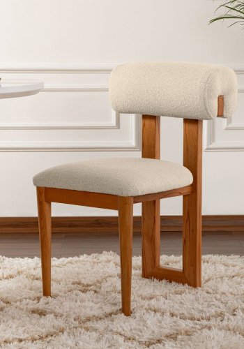 NORDVÄRK Natura spisestuestol - off-white polyester og polert eik og bk (sett med 2)