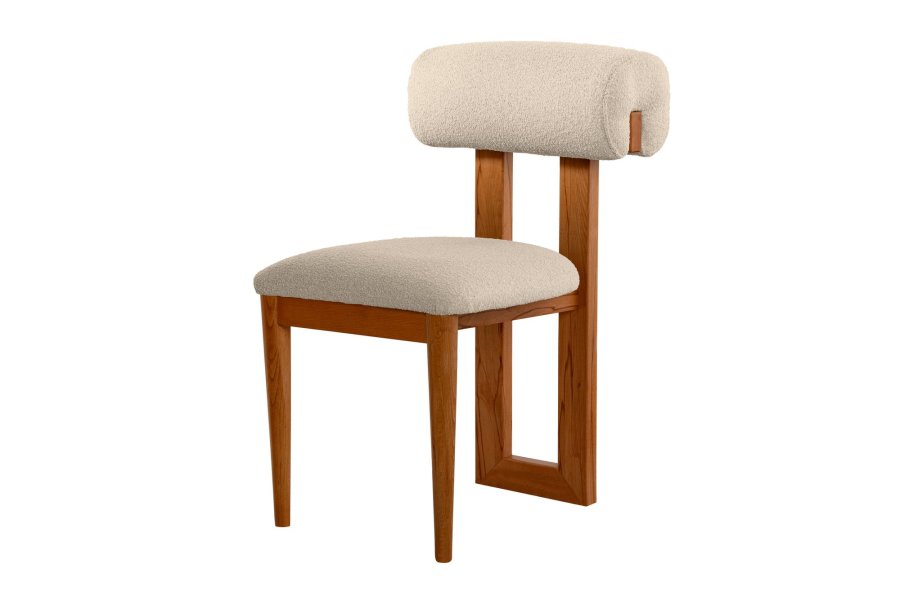 NORDVÄRK Natura spisestuestol - off-white polyester og polert eik og bk (sett med 2)