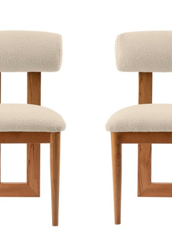 NORDVÄRK Natura spisestuestol - off-white polyester og polert eik og bk (sett med 2)