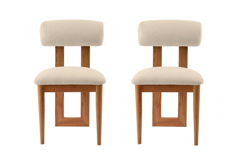 NORDVÄRK Natura spisestuestol - off-white polyester og polert eik og bk (sett med 2)