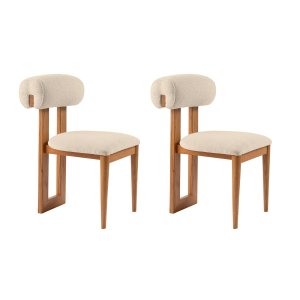 NORDVÄRK Natura spisebordsstol - rhvid polyester og egepoleret bgetr (st med 2)