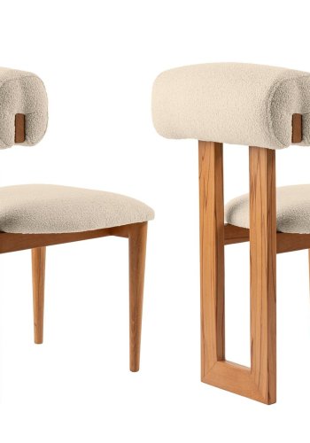 NORDVÄRK Natura spisestuestol - off-white polyester og polert eik og bk (sett med 2)