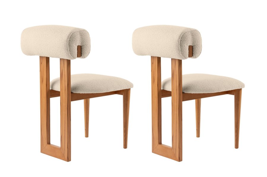 NORDVÄRK Natura spisestuestol - off-white polyester og polert eik og bk (sett med 2)