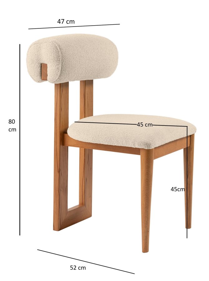 NORDVÄRK Natura spisestuestol - off-white polyester og polert eik og bk (sett med 2)