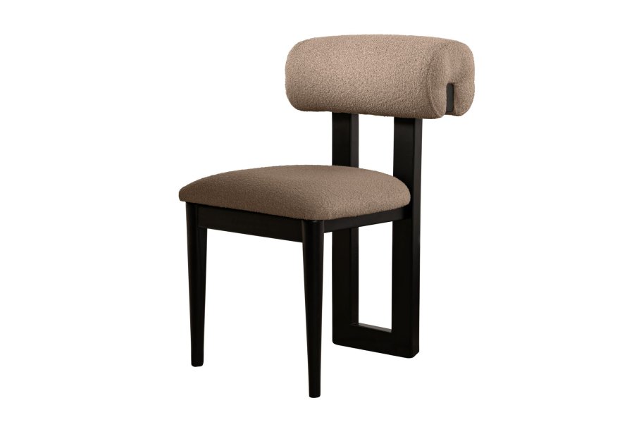 NORDVÄRK Natura Esszimmerstuhl – Sand/Beige Polyester und schwarzes Buchenholz (2er-Set)