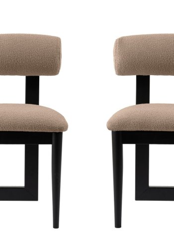 NORDVÄRK Natura Esszimmerstuhl – Sand/Beige Polyester und schwarzes Buchenholz (2er-Set)