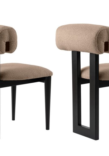 NORDVÄRK Natura Esszimmerstuhl – Sand/Beige Polyester und schwarzes Buchenholz (2er-Set)